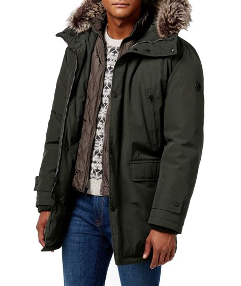 michael kors faux fur parka mens|Michael Kors Mens Faux Fur Warm Parka Coat .